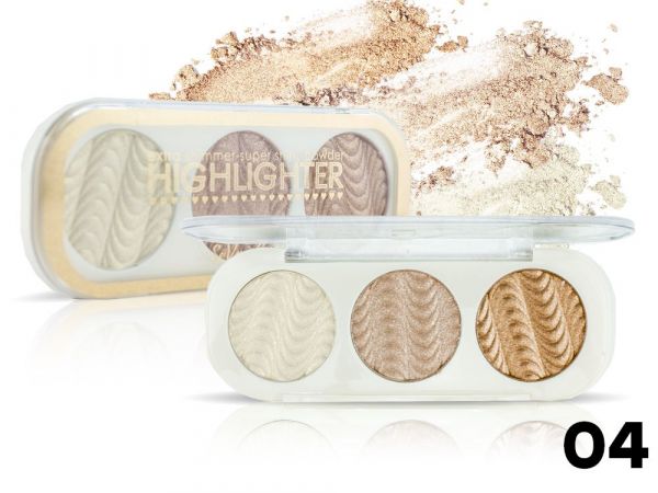 SeVen Cool Extra Shimmer Highlighter, 3 colors, tone 04